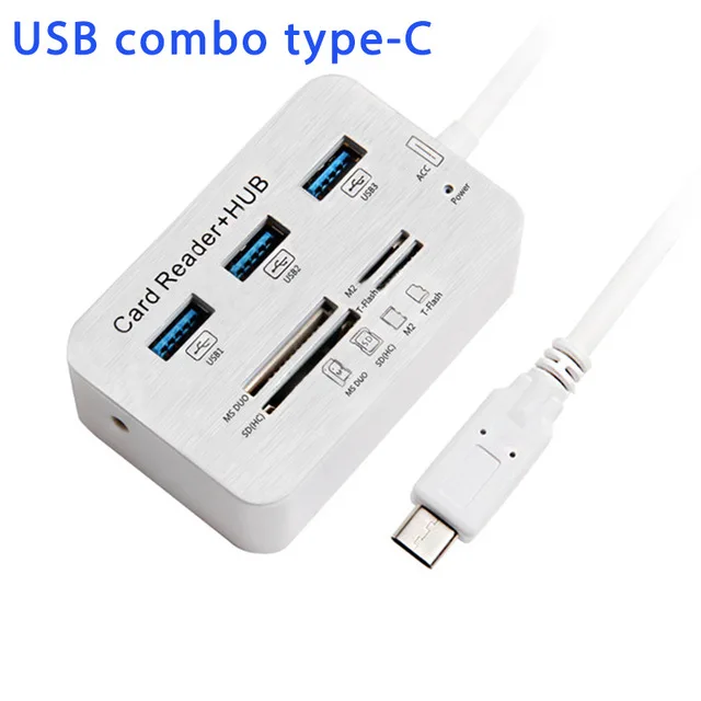 Микро-usb 3,0 многофункциональные usb комбинированные высокоскоростные+ SD/TF кард-ридер 3,1 тип-c все в одном разветвитель для компьютерных аксессуаров - Цвет: USB Combo Type-C