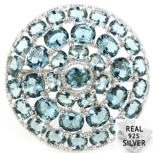 

Guarantee 6.0g London Blue Topaz Engagement Real 925 Solid Sterling Silver Ring 29x29mm