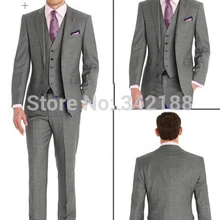 Лучший индивидуальный дизайн светло-серые смокинги для жениха тупые лацкан шафер жених мужские свадебные костюмы одежда/свадебный костюм