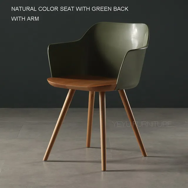 Современный классический дизайн из массива бука, прозрачный акриловый прозрачный обеденный стул с боковой рукояткой, Модный популярный стул с кристаллами и бриллиантами, 1 шт - Цвет: Green Natural Arm