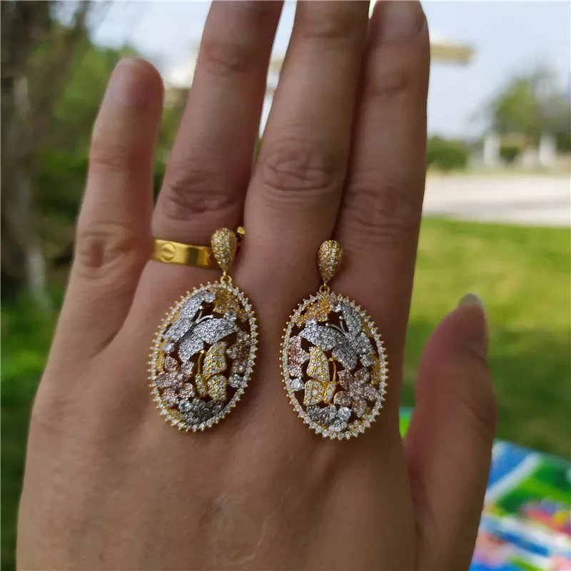 Choucong ручной работы бабочка серьги в форме капель AAAAA Cz Gold Filled свадебные длинные висячие серьги для женщин Роскошные вечерние украшения