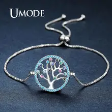 UMODE Дерево жизни браслеты для женщин из белого золота кубического циркония браслеты модные ювелирные изделия Свадебные подарки UB0104