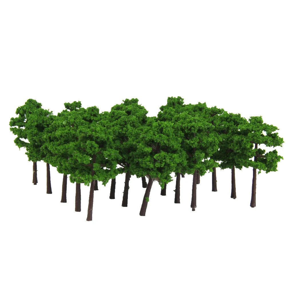 40PCS Plastic Model Trees Train Railroad Scenery Wargame Diorama 1:250 Dark Green