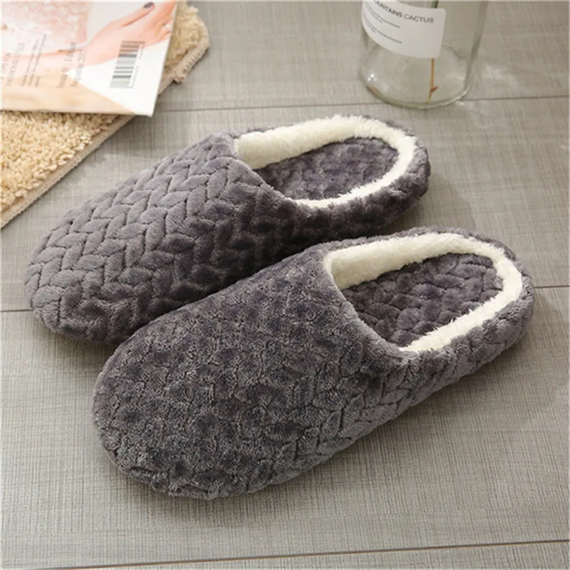 Autumn Winter Women Slippers Bottom Soft Home Shoes Cotton Men Slippers Indoor Slip-On Slides Women Comfortable Shoes For Couple