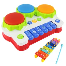 Детские Красочные электрические ручные ударные барабаны музыкальная клавиатура пианино с мини-ксилофон обучающая музыкальная ударная игрушка