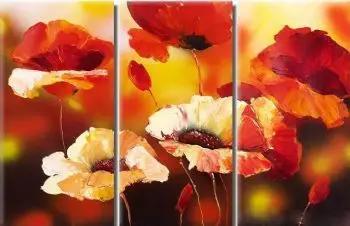 

Hand painted oil painting Flirtatious Poppies-Modem canvas wall art set