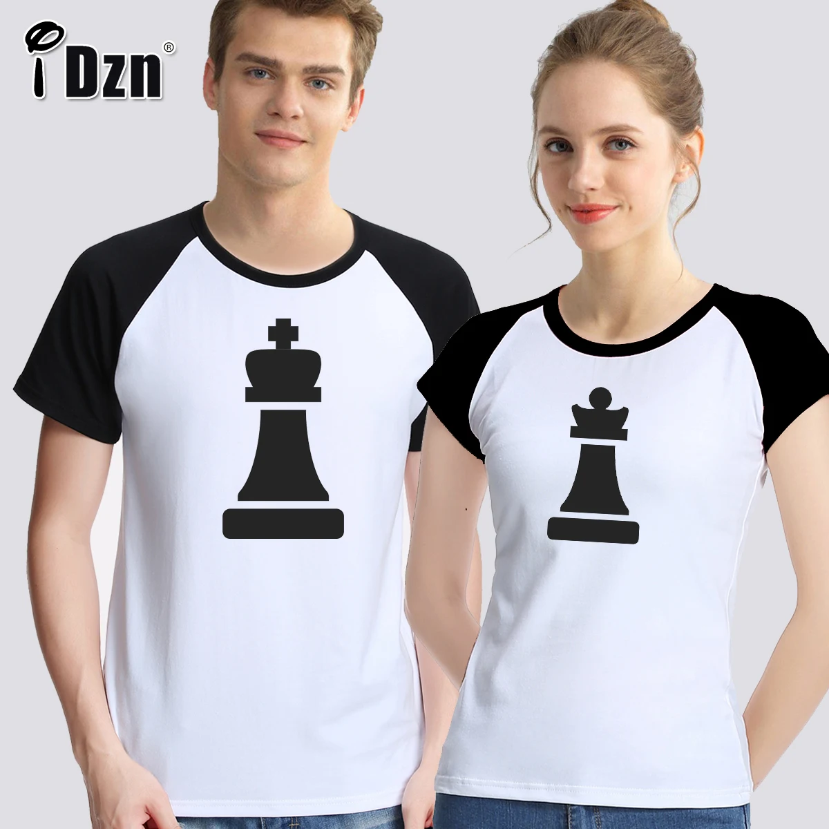 

Summer Unisex Men Women Casual Lovers T-shirts Funny International Chess Black King & Queen Couple Short Sleeve Printed Tee Tops