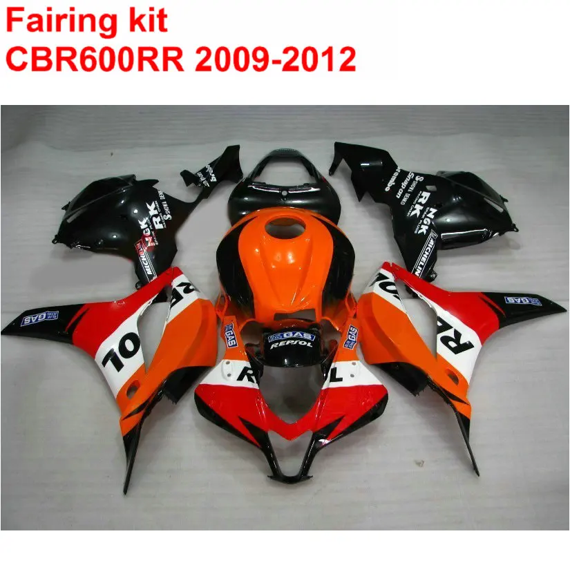Injection molding ABS full Fairing kit for HONDA cbr600rr 2009 2010 2011 2012 CBR 600 RR orange black REPSOL fairings 09-12 LK6 Injection molding ABS full Fairing kit for HONDA cbr600rr 2009 2010 2011 2012 CBR 600 RR orange black REPSOL fairings 09-12 LK6