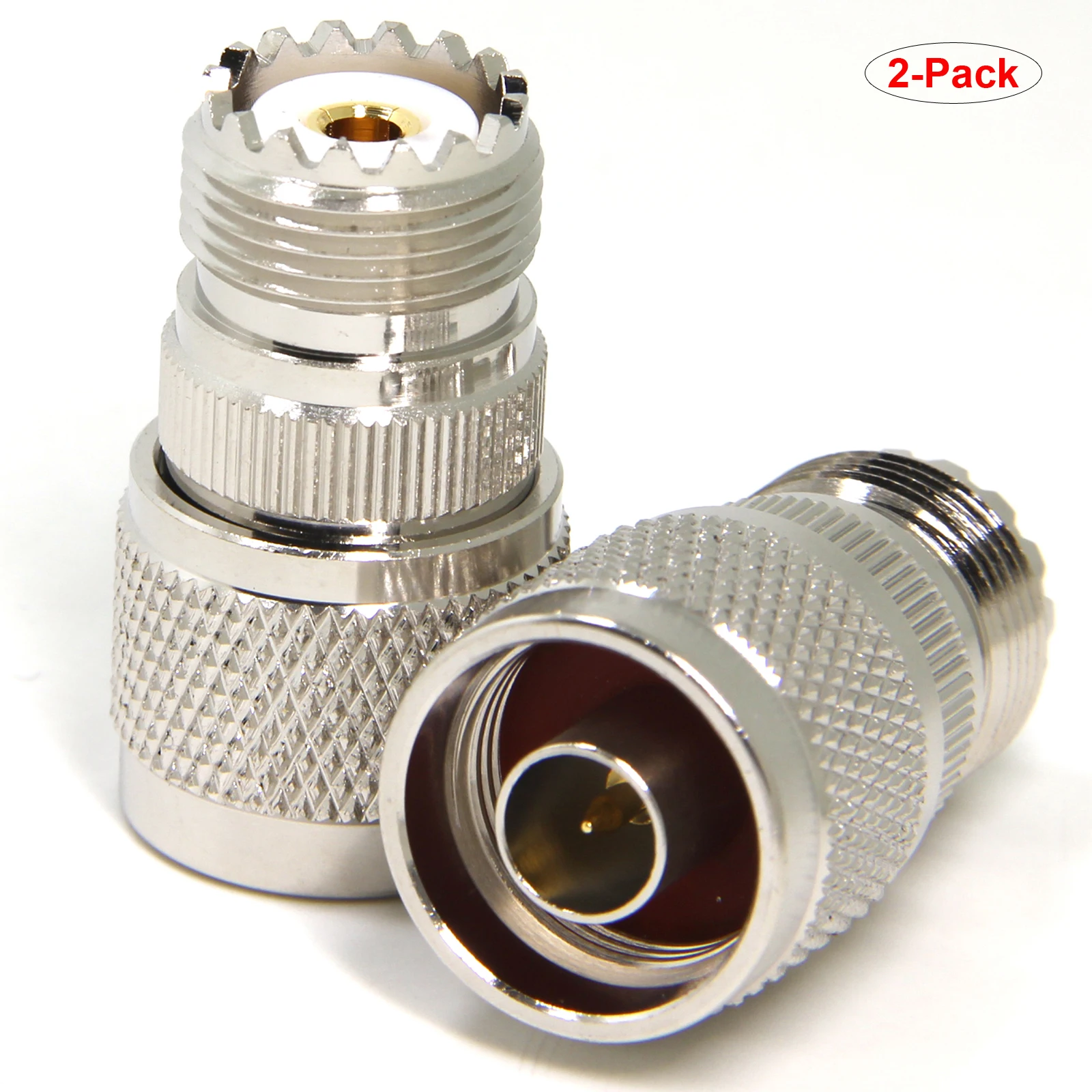 

2-Pack Premium N Type Male to UHF Female SO239 Adapter for GMRS Base Antenna Repeater Analyzer