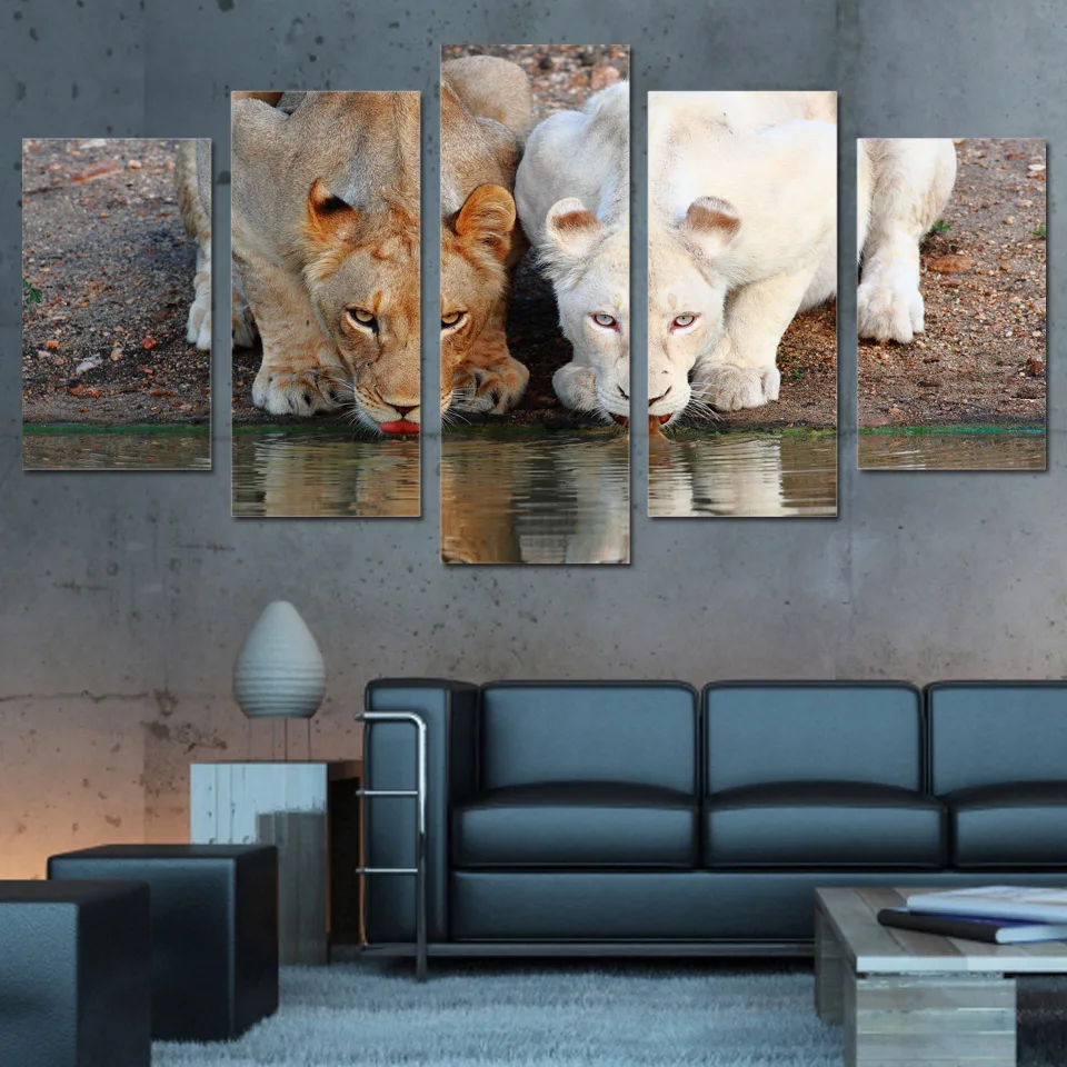 5 шт./комплект модульные картины на холсте с изображением животных|wall art|canvas
