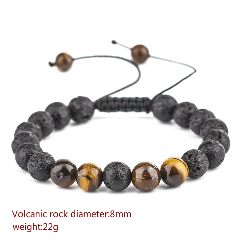 

Natural Stone Beads Bracelets for Women Vintage Design Volcanic Rock Tiger Eye Bead Strand Bracelet Men Jewelry Gifts