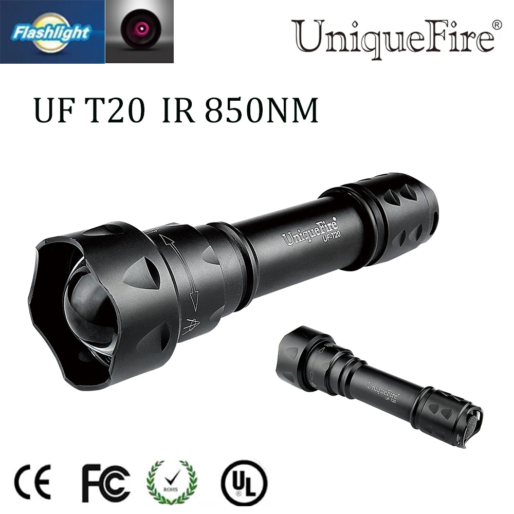 UniqueFire T20 IR 850nm 3 Modes LED Night Vision Zoomable Rechargeable