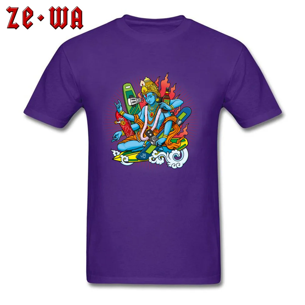 Boarding Vishnu Cotton Fabric Male Short Sleeve Tops Shirt Design Summer/Autumn T-Shirt cosie Sweatshirts Cute Crew Neck Boarding Vishnu purple