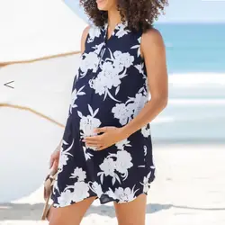 2019 летнее платье для кормящих беременных женщин, одежда для беременных без рукавов, платье для беременных, Цветочная беременность и