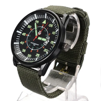 

Shellhard Fashion Men Stainless steel Glow In The Dark Watches 5 Colors Luminous Sport Date Nylon Band Quartz Wrist Watch