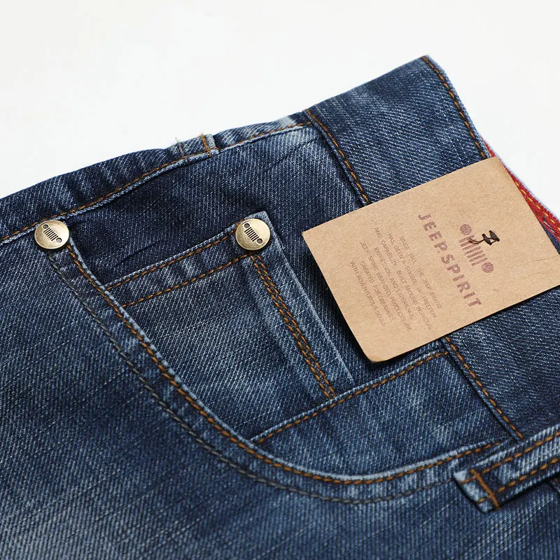 2019 Spring Summer JEEP Brand Cotton Jean Elastic Mens Casual Full Length Mid Waist Straight Jeans Cotton Pants Fashion Trousers (34)