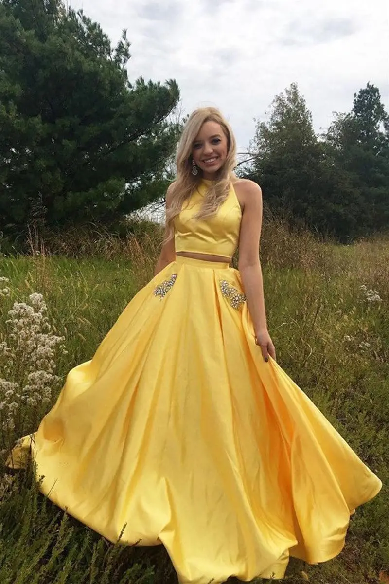 Yellow Prom Dresses with Straps 2018