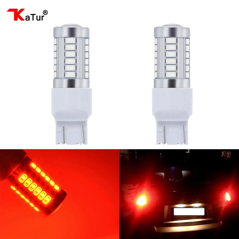 

KaTur 2pcs 7443 7444NA 5630 33-SMD Red 900 Lumens Super Bright LED Turn Tail Brake Stop Signal Light Lamp Bulb 12V 3.6W
