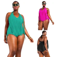Новинка 1 шт. женский купальник, бикини с кисточками, сплошной цвет для пляжного отдыха