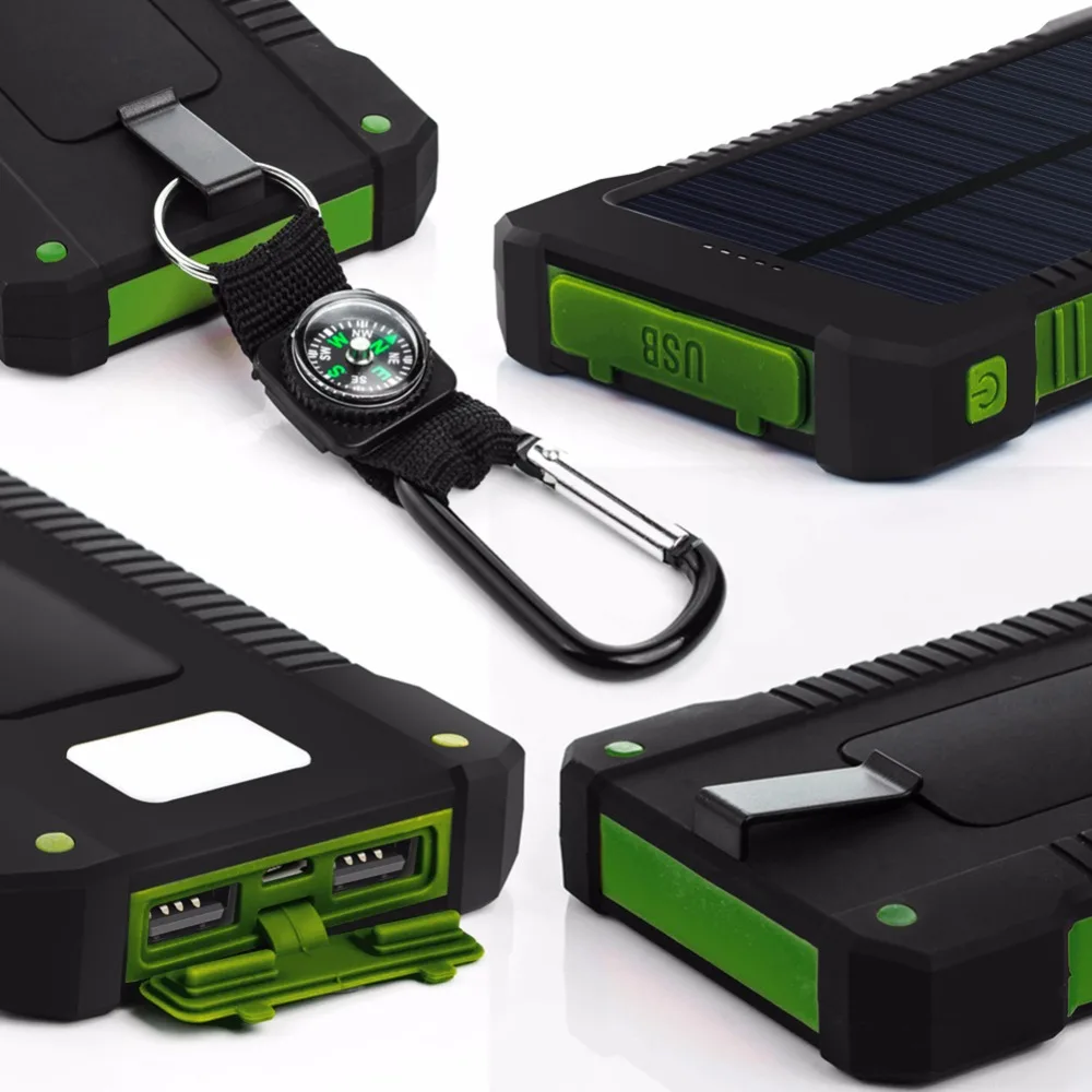 For XIAOMI Iphone 6 7 8 20000mah Portable Solar Power Bank 20000mAh External Battery DUAL Ports powerbank Charger Mobile Charger