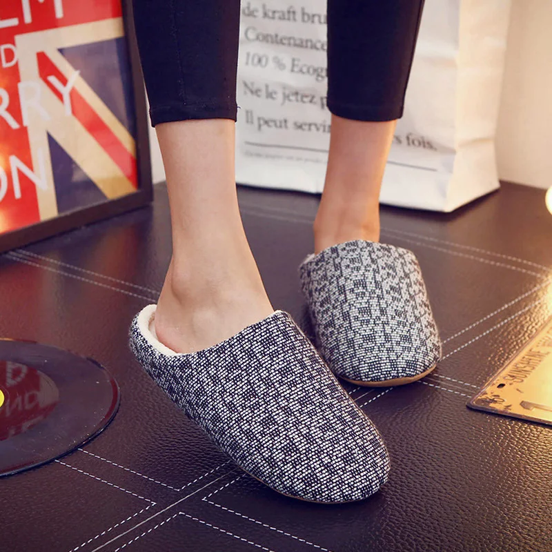 

Women Winter Home Slippers Slip on Winter Warm House Slippers Indoor Bedroom Shoes Women Couple Zapatillas Mujer Plus Size 44
