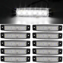 Шт. 10 шт. белый 12-В 24 в 6 светодио дный SMD LED авто Автобус Грузовик боковой маркер индикатор низкий светодио дный светодиодный прицеп свет задняя сторона лампа