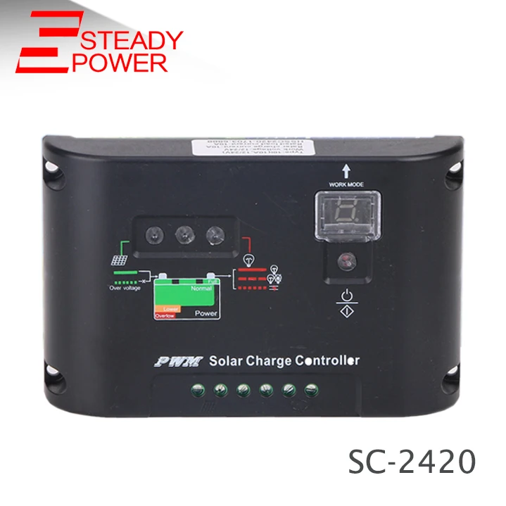 

High quality solar charge controller for LED light display 5A 10A 15A 20A 12V/24V controller SC2420