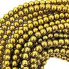 Free Shipping Natural Stone Black/Gold/Rainbow/Silver Plated Hematite round Beads 4 6 8 10 MM 16