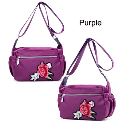 Женские сумки-мессенджеры, женская сумка для отдыха, Сумка с вышитыми розами, женская сумка на плечо Z414 - Цвет: Purple