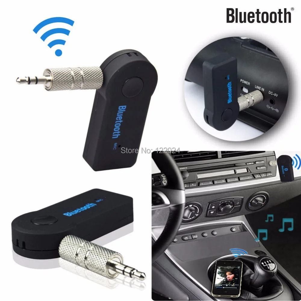 Hot 3.5mm Car A2DP Car Kit Wireless Bluetooth Music AUX Streaming Stereo Home Car Adapter with Mic For Phone MP3 Receive