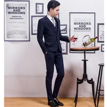 New hot sale man suit three-piece high quality wedding the groom classic style suits formal occasions (jacket + pants + vest)