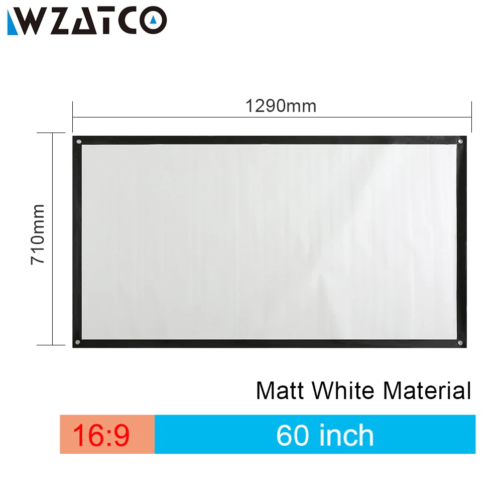 WZATCO HD проектор экран 6" 72" 10" дюймов 16:9 матовый белый портативный Экран передний проекционный экран для XGIMI C80 проектор