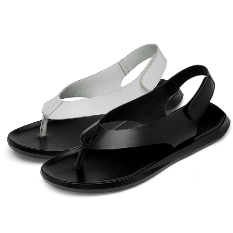 Loveontop 2018 Summer Men Genuine Leather Sandals New design Fashion Casual Shoes Man Breathable Men's Flat Leather Sandals