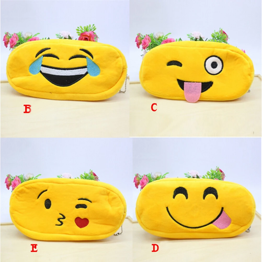 New Arrival Cute Kawaii Face Cartoon Plush Cosmetic Bag QQ expression Make Up Bag Pouch Case