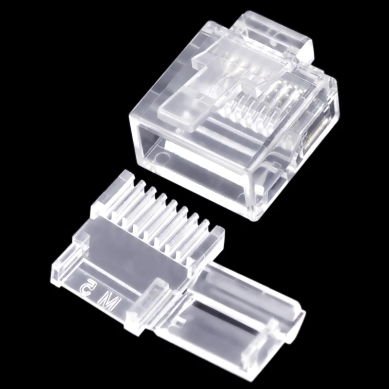 Cncob-conector de Rede Modular Utp Corpo Curto Peças Cabo Plano Rj45 8p8c Ficha de Computador 50 Pcs - Imagem 2