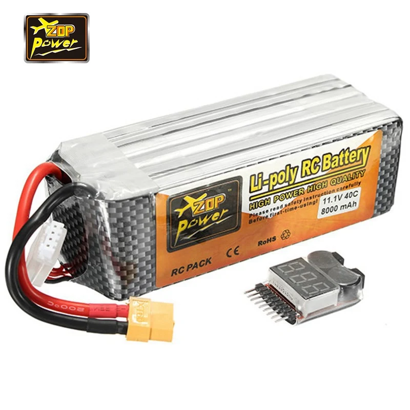 2018 New Rechargeable ZOP Power 11 1V 8000mAh 3S 40C Lipo Battery XT60 Plug With Battery