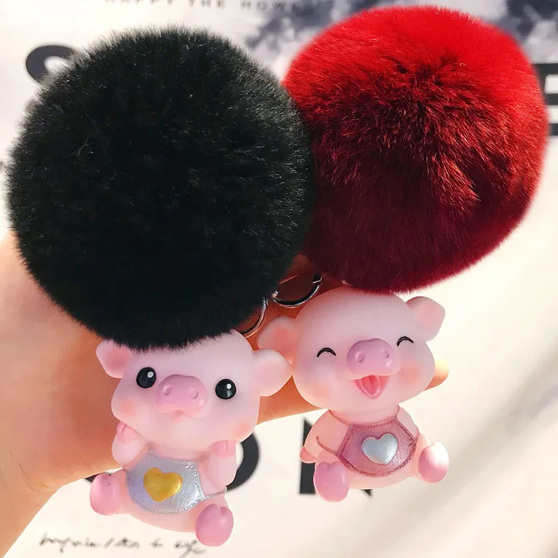 Animales bonitos de dibujos animados de Pvc llavero cerdo conejo piel Pom clave Cadena de goma suave amor suena Cadena clave Llaveros bolso colgante del encanto Animales bonitos de dibujos animados de Pvc llavero cerdo conejo piel Pom clave Cadena de goma suave amor suena Cadena clave Llaveros bolso colgante del encanto