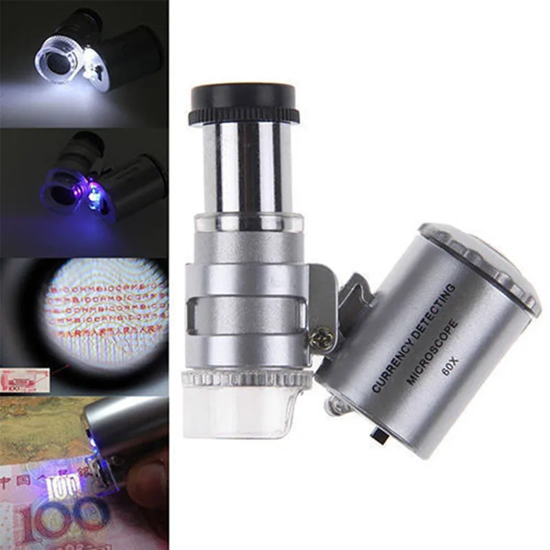 

60x Mini Pocket LED UV Jewellers Loupe Microscope Glass Jewellery Magnifier