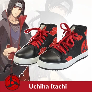 

High Quality Naruto Uchiha Itachi Cosplay Props Canvas Boots Unisex Girls Boys Teens Cosplay Akatsuki Ninja Black Red Shoes