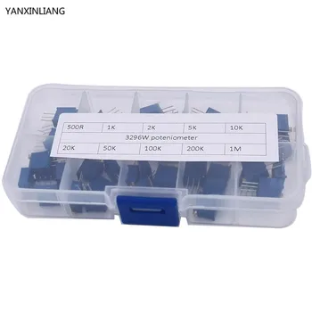 

3296W Multiturn Trimmer Potentiometer Kit High Precision 3296 Variable Resistor With Free Box electronic diy kit