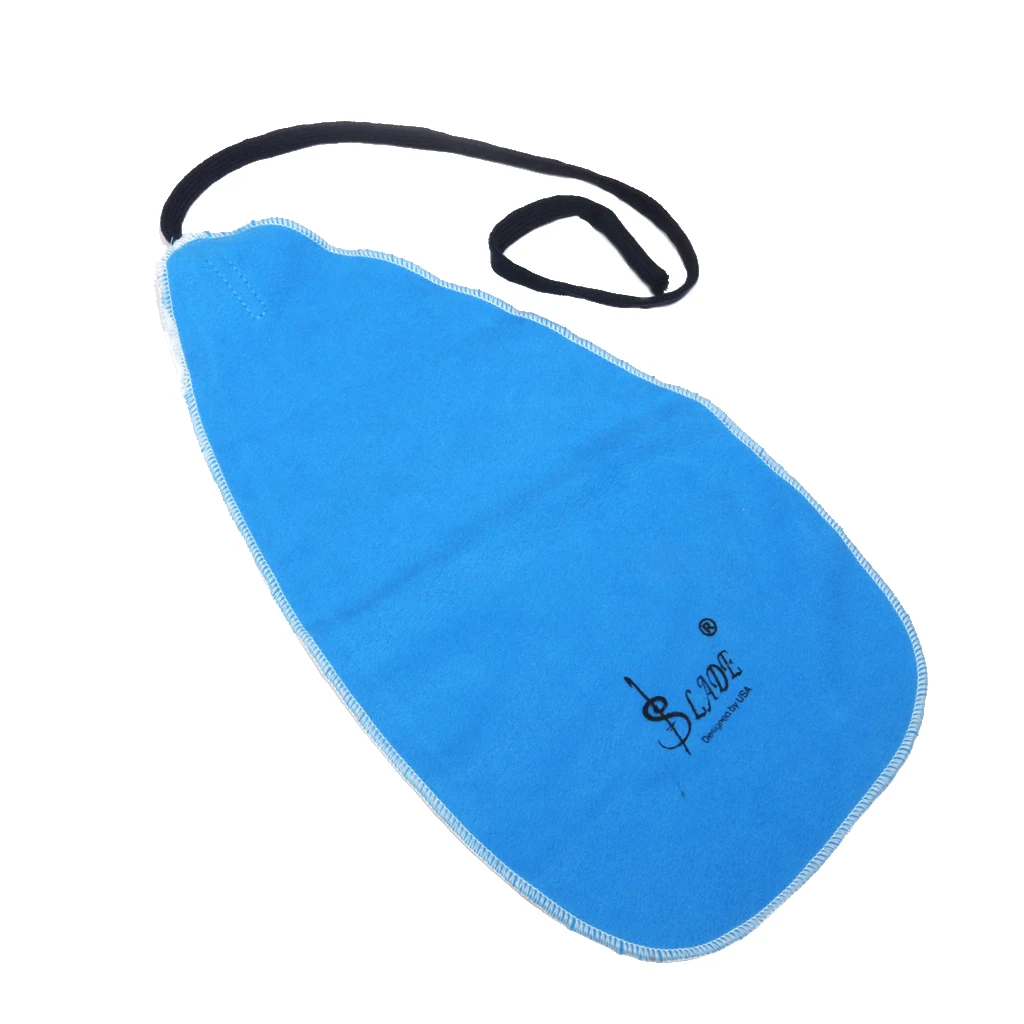 Pro. Cleaning Deerskin Cloth w.Strap for Flute Trumpet Sax Clarinet Blue Instruments Cleaning Cloth 