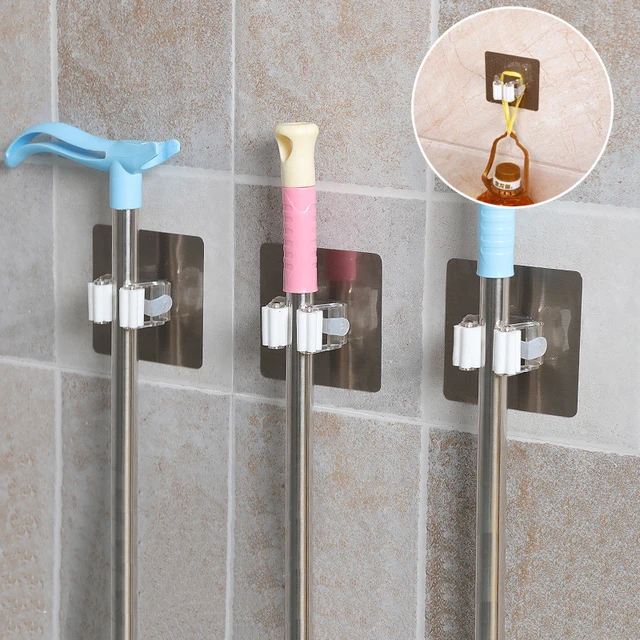 1pc Multifunctional Traceless Broom Mop Holder Bathroom Kitchen Non 1pc Multifunctional Traceless Broom Mop Holder Bathroom Kitchen Non Slip Storage Rack Wall Mounted Hook