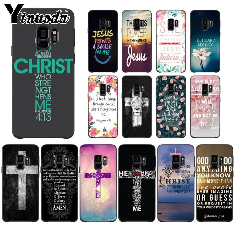 

Yinuoda Bible Jesus Christ Christian Cross Black Soft Shell Phone Case For Samsung Galaxy s8 s9plus note8 note9 s7 s10lite cover