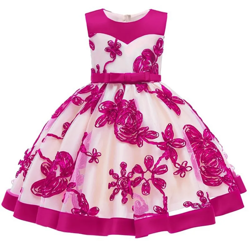 

Kids Girls Party Wedding Flower Girl Dress Baby Girl Dress Ball Gown Prom Sleeveless Chiffon Dress for Girls 3-12 Y