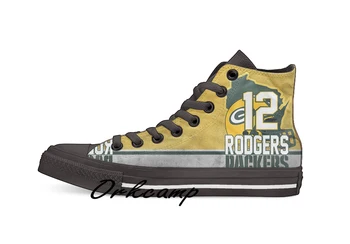 

Green Bay Football Player Rodgers High Top Canvas Shoes Custom Walking shoes