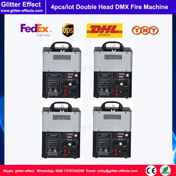 

4pcs/lot 110V-220V Stage Light Double Nozzle DMX Disco Fire Machine Mini Size Square Shape Power/DMX Control Flame Projector