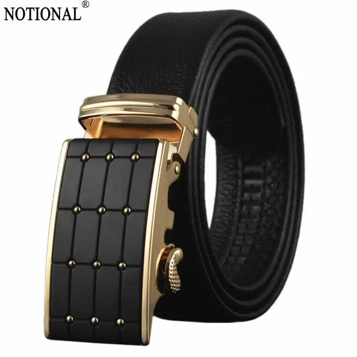 

men belt genuine leather belt belts for men Mens Ratchet Slide Belts Leather Automatic Buckle male vintage jeans chain NX2009A