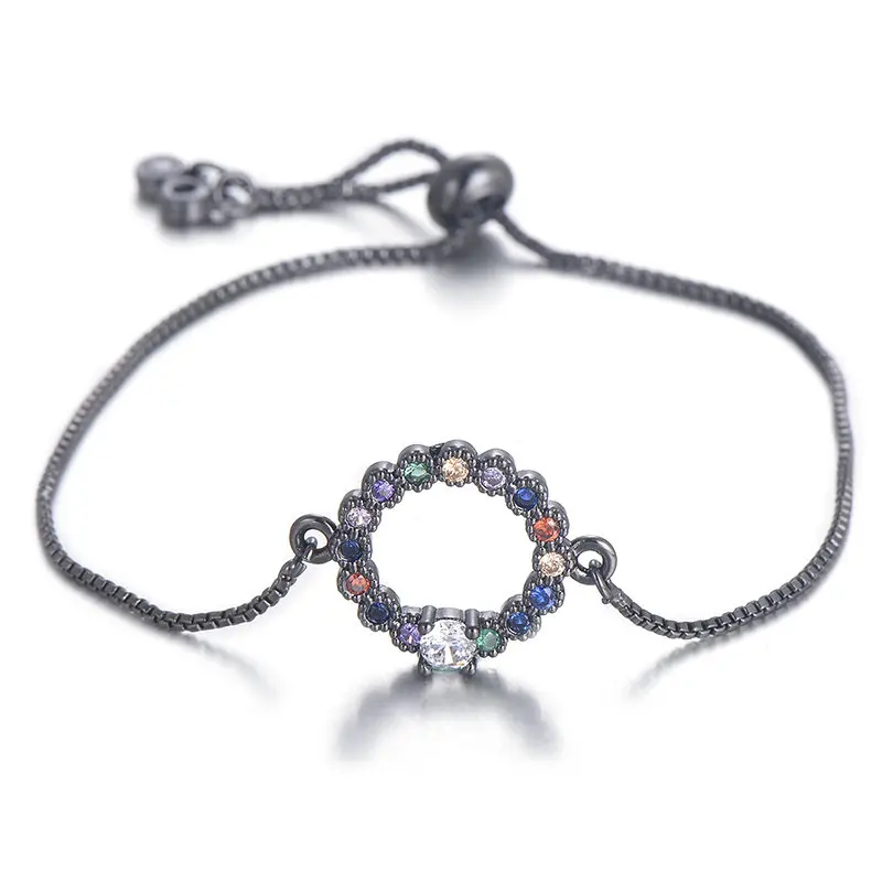 black Pipitree красивые Multi CZ Циркон Радуга Браслет Femme медь цепи полые круглые браслеты и для женщин ювелирные изделия - Окраска металла: black