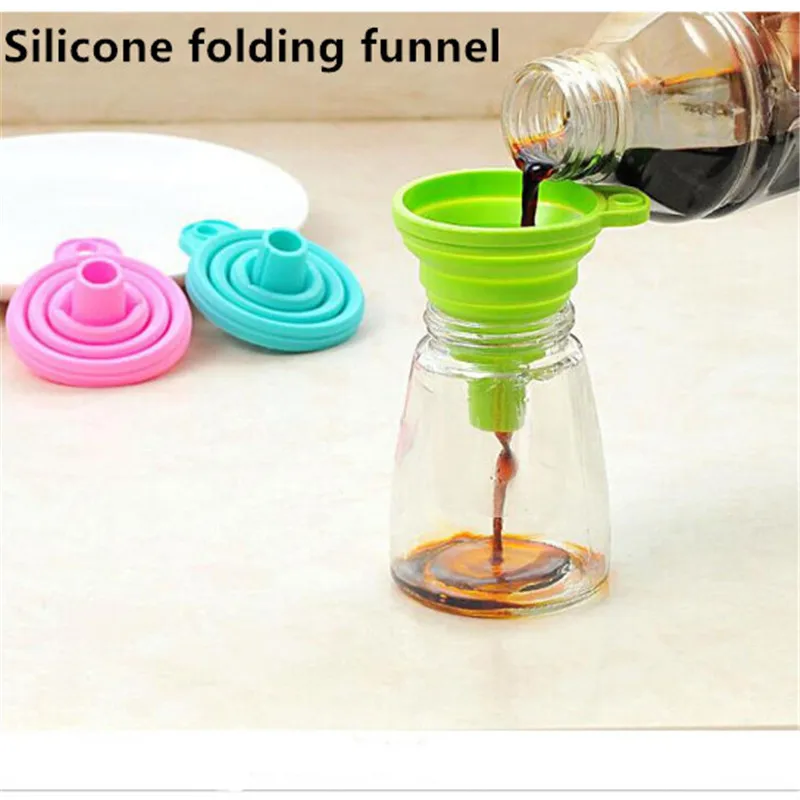 

Mini Silicone Foldable Funnel Silicone Gel Foldable Collapsible Style Funnel Hopper Water Filler Tool Kitchen Accessories Gadget