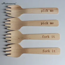 100 4 1/8 дюйма персонализированные одноразовые деревянные мороженое мини Sporks индивидуальные День рождения Свадьба вилки